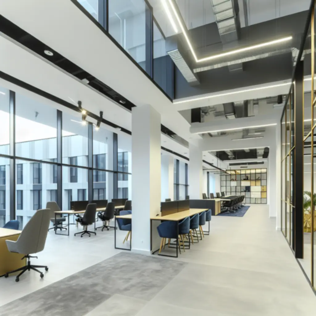 Nowoczesne biuro w szklanym biurowcu w centrum miasta