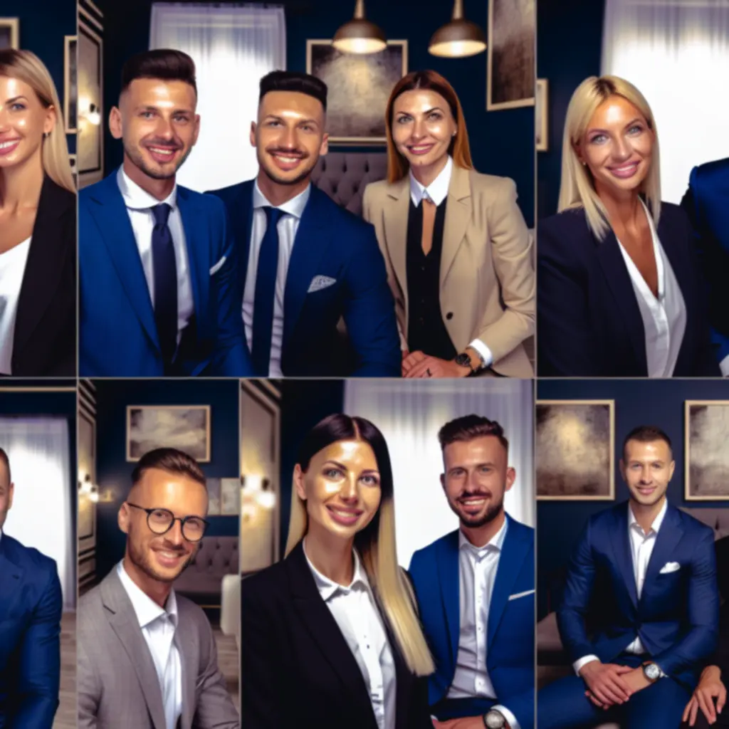 Zespół polskich agentów nieruchomości w eleganckim biurze